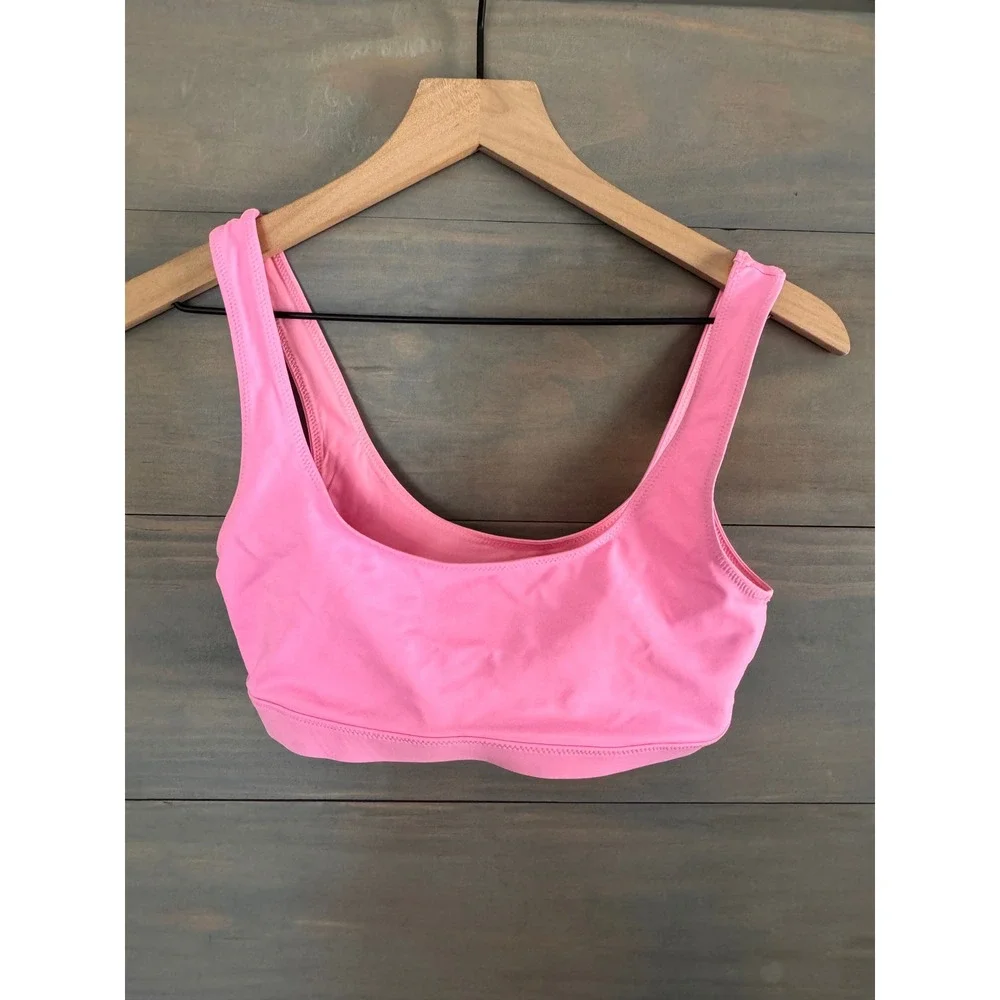 SKIMS Signature Swim Tank Bikini Top Bubblegum Pink Scoop Neck Size S Small